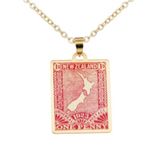 Load image into Gallery viewer, Aotearoa Map – 1923 Pictorial Stamp Necklace
