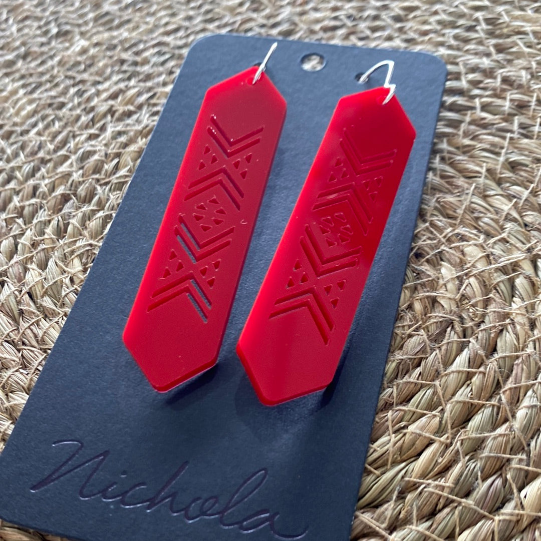 Nichola Earrings - Tāniko / Red Solid