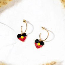 Load image into Gallery viewer, &quot;Raise The Flag&quot; Aboriginal Flag Heart Hoop Earrings
