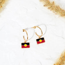 Load image into Gallery viewer, &quot;Raise The Flag&quot; Aboriginal Flag Hoop Earrings
