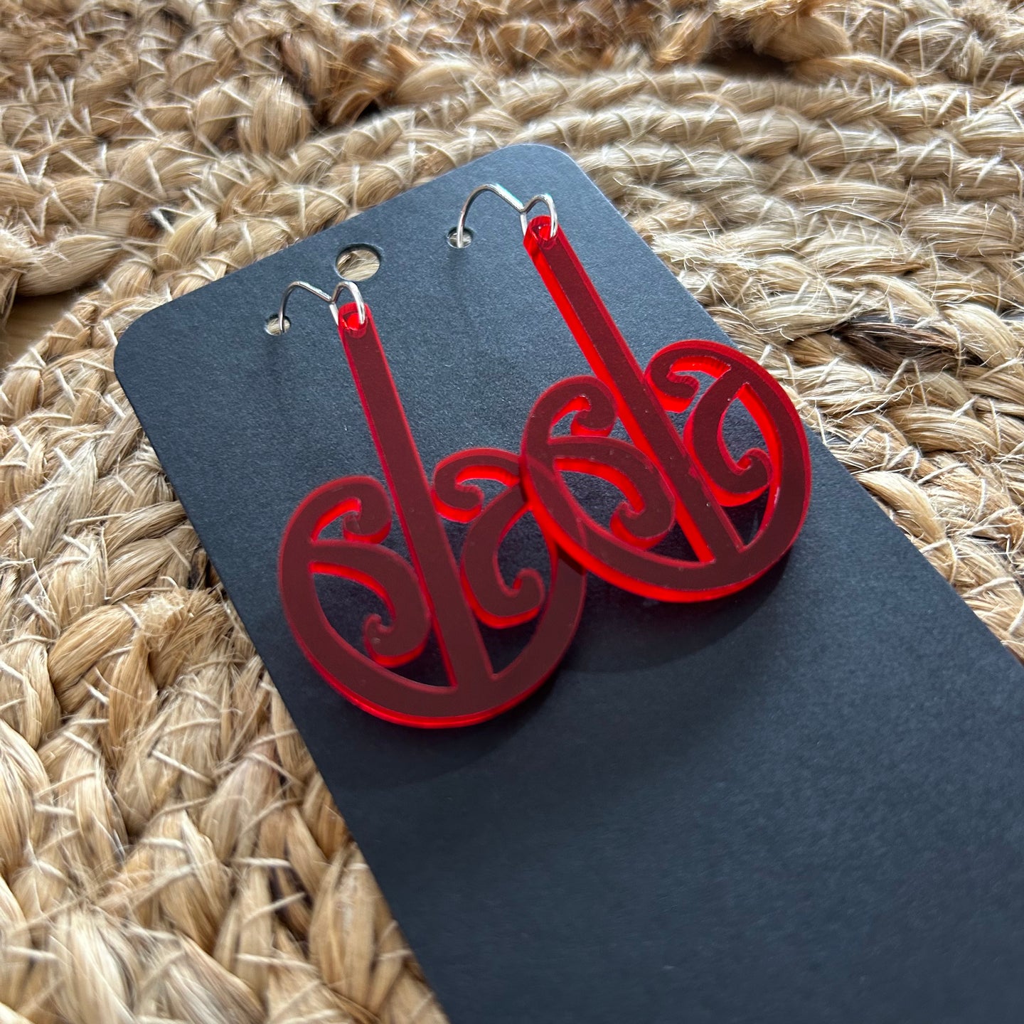 Nichola Earrings - Mangopare / Red Clear