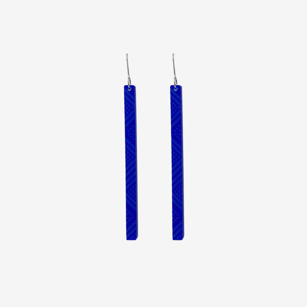 Nichola Earrings - Tāniko II / Blue Clear