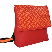 Load image into Gallery viewer, Jo Luping - Harakeke Weave Orange On Red Red Ecofelt Backpack
