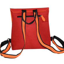 Load image into Gallery viewer, Jo Luping - Harakeke Weave Orange On Red Red Ecofelt Backpack
