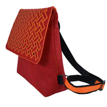 Load image into Gallery viewer, Jo Luping - Harakeke Weave Orange On Red Red Ecofelt Backpack
