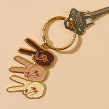 Load image into Gallery viewer, Peace Hand - Brown group keyring
