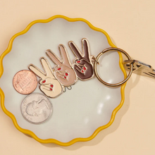 Load image into Gallery viewer, Peace Hand - Brown group keyring
