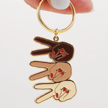 Load image into Gallery viewer, Peace Hand - Brown group keyring
