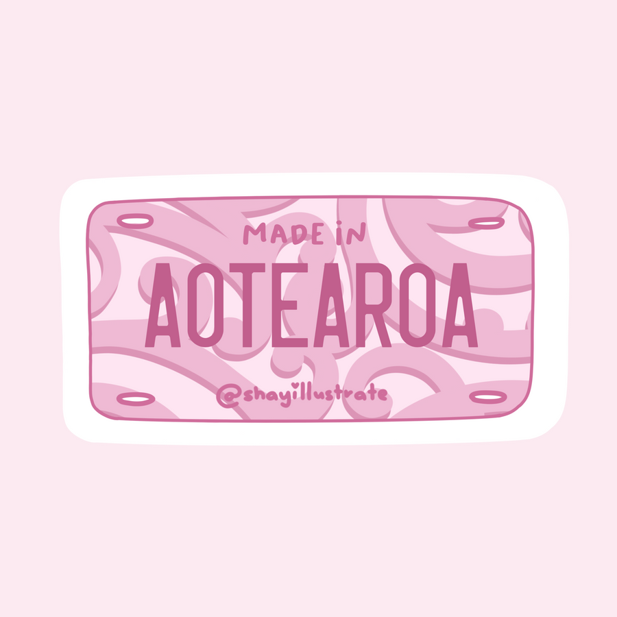 Aotearoa in Pink Vinyl Sticker