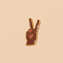 Load image into Gallery viewer, Peace Hand - Brown Enamel Pin
