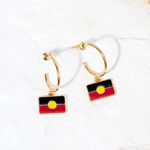 Load image into Gallery viewer, &quot;Raise The Flag&quot; Aboriginal Flag Hoop Earrings
