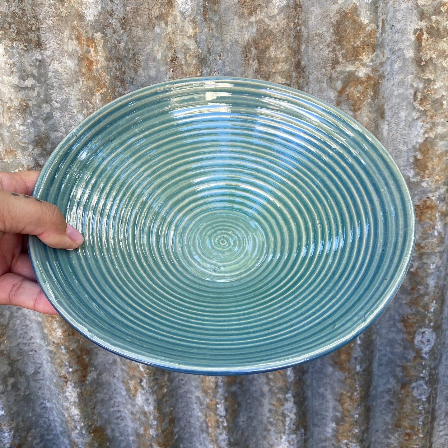 Teal Spiral Bowl